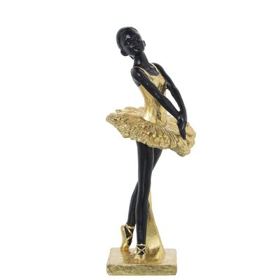 FIGURINE RÉSINE DANSEUSE OR/NOIR _12X11X27CM LL50462