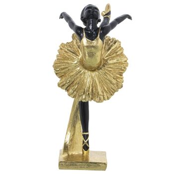 FIGURINE RÉSINE DANSEUSE OR/NOIR _13X16X25CM LL50461 2