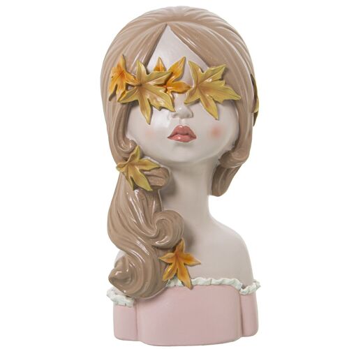 FIGURA RESINA BUSTO CHICA C/FLORES _16X15X30CM LL61833