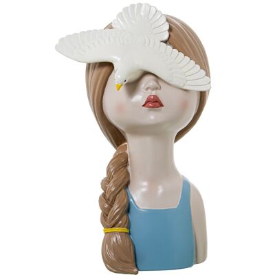 RESIN FIGURE BUST GIRL WITH DOVE _19X19X32CM LL61832