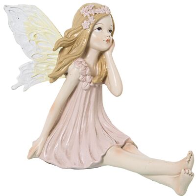 RESIN FIGURE SITTING FAIRY W/PINK DRESS _12X18X14CM LL50444