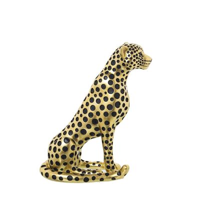 FIGURA RESINA LEOPARDO NEGRO/DORADO _11X21X26CM LL61850