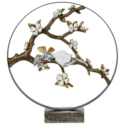 FIGURINE EN RÉSINE BRANCHES D'AMANDES AVEC SOCLE _34X6X37CM LL50467