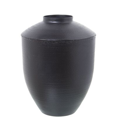 SCHWARZE GESCHNITZTE ALUMINIUMVASE _°26X35CM LL74174