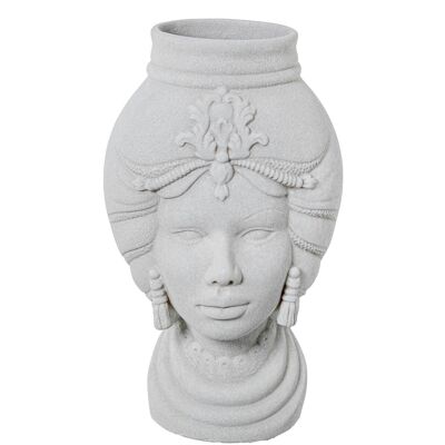 JARRÓN BUSTO CERÁMICA AFRICANA40CM BLANCO TEXTURA ARENA _23X40CM LL61208