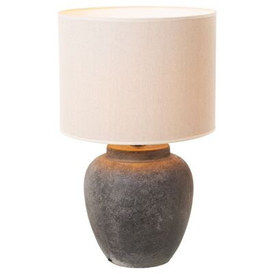 WASHED BLACK CERAMIC TABLE LAMP WITH GRAY LINEN SCREEN _40X40X66CM 1XE27 MAX60W LL76167