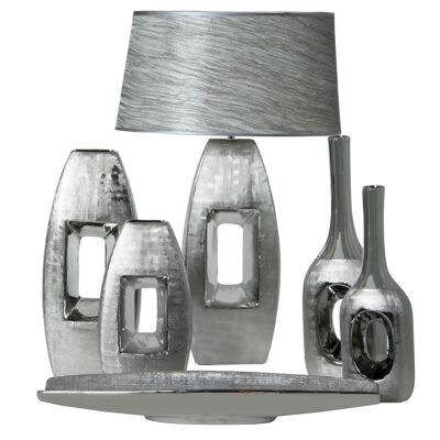 SILVER CERAMIC TABLE LAMP+54614 _38X20X60CM1XE27-MAX40W(NO INC LL54613