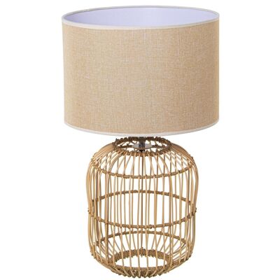 RATTAN TABLE LAMP WITH LINEN SHADE, 1XE27 MAX.60W NO IN _30X30X51CM LL76164