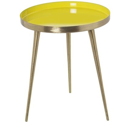 YELLOW ENAMELED METAL AUXILIARY TABLE _°38X43CM LL67818