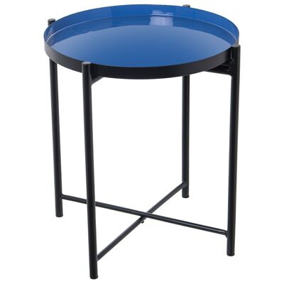 ENAMELED METAL AUXILIARY TABLEBLUE/BLACK _°50X52CM LL75898