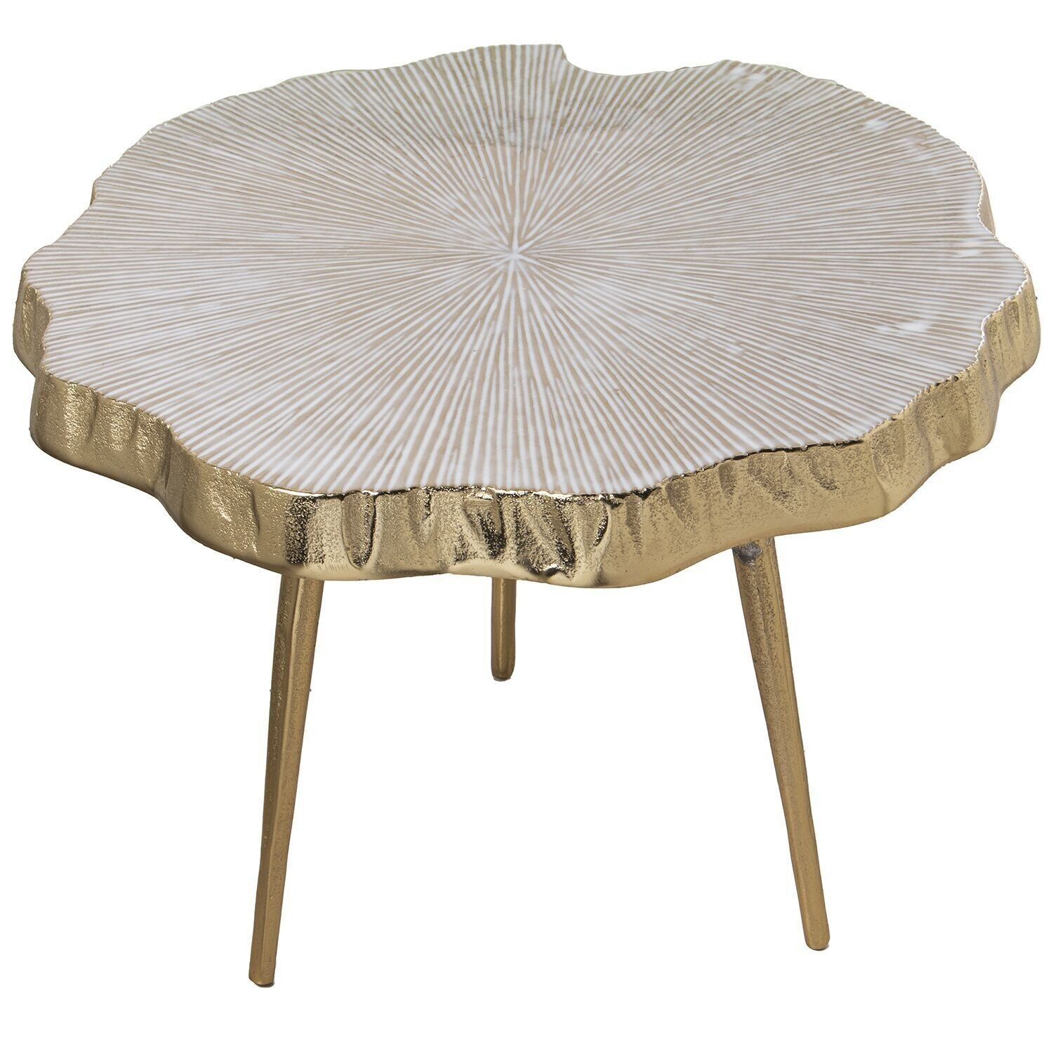 BEISTELLTISCH AUS WEISSEM/GOLDEMAILEM METALL _°50X35CM LL67851