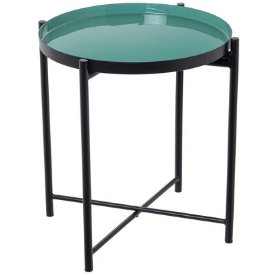 ENAMEL METAL SIDE TABLE GREEN/BLACK _°50X52CM LL75899