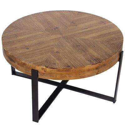 WOODEN COFFEE TABLE WITH BLACK METAL LEGS _°82X43CM, DM WOOD LL71958