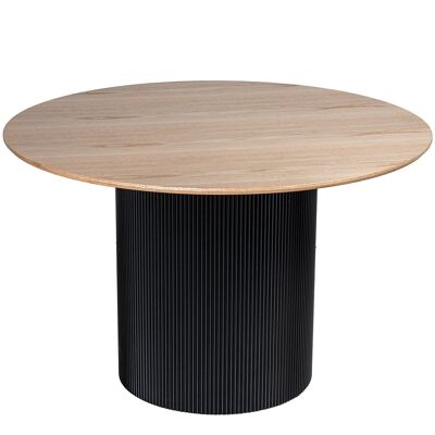 DINING TABLE 120CM OAK/BLACK WOOD +91199 _°120X76CM, DM+PAPER LL83673