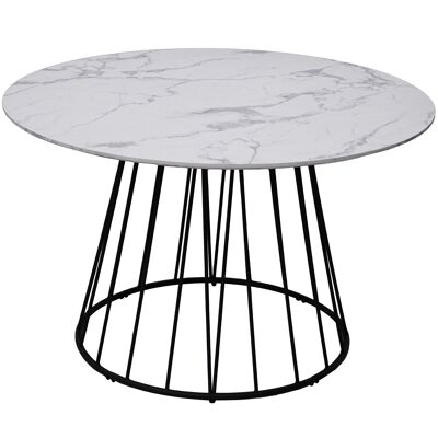 WOOD DINING TABLE +91195 WHITE MARBLE FINISH, METAL LEGS _°120X75CM DM+CERAMIC PAPER LL84182