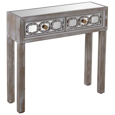 ENTRANCE TABLE W/2 DRAWERS GOLDEN WOOD W/MIRRORS _80X25X80CM LL71971