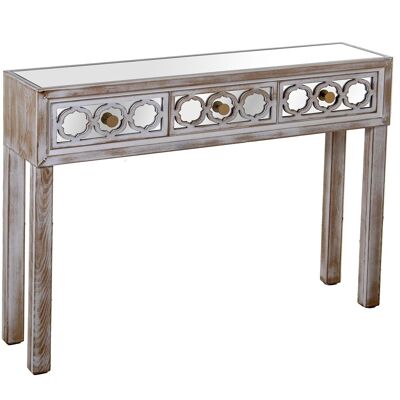 ENTRANCE TABLE W/3 DRAWERS GOLDEN WOOD W/MIRRORS _110X25X80CM LL71972