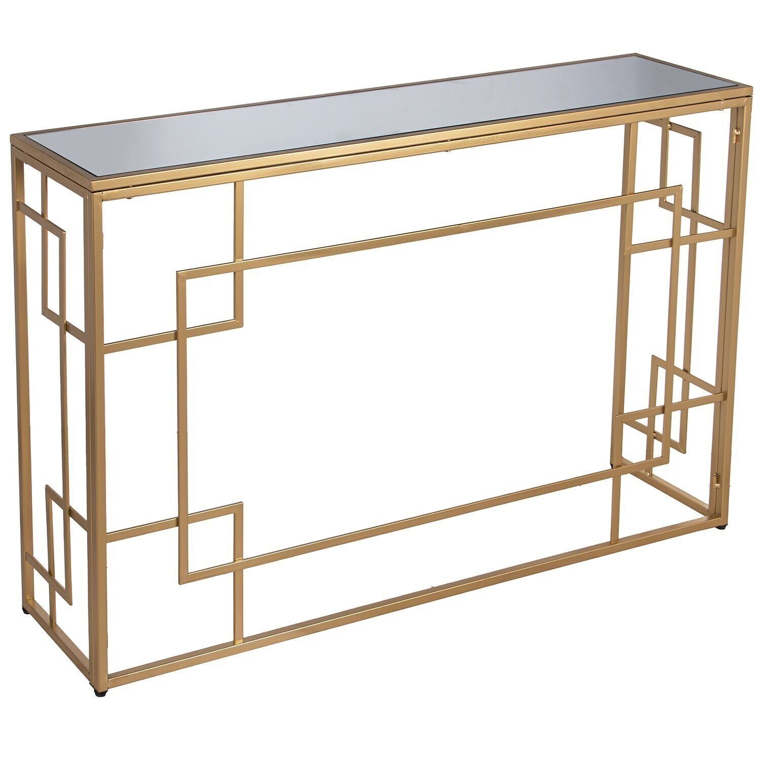 EINGANGSTISCH GLAS/GOLDMETALL _120X28X80CM LL71934