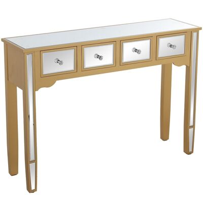 WOODEN/MIRROR ENTRANCE TABLE WITH 4 DRAWERS GOLD 110X30X80CM LL71966