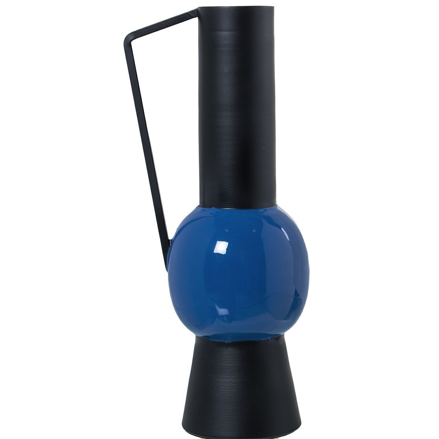 VASO IN METALLO SMALTO BLU _13X10X32CM LL75888