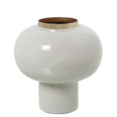 VASO IN METALLO SMALTO BIANCO/ORO _°20X21CM LL67806