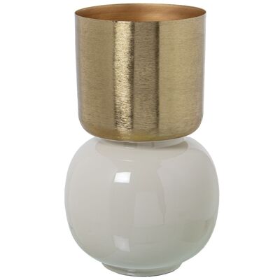 VASO IN METALLO SMALTO BIANCO/ORO _°23X36CM LL67804