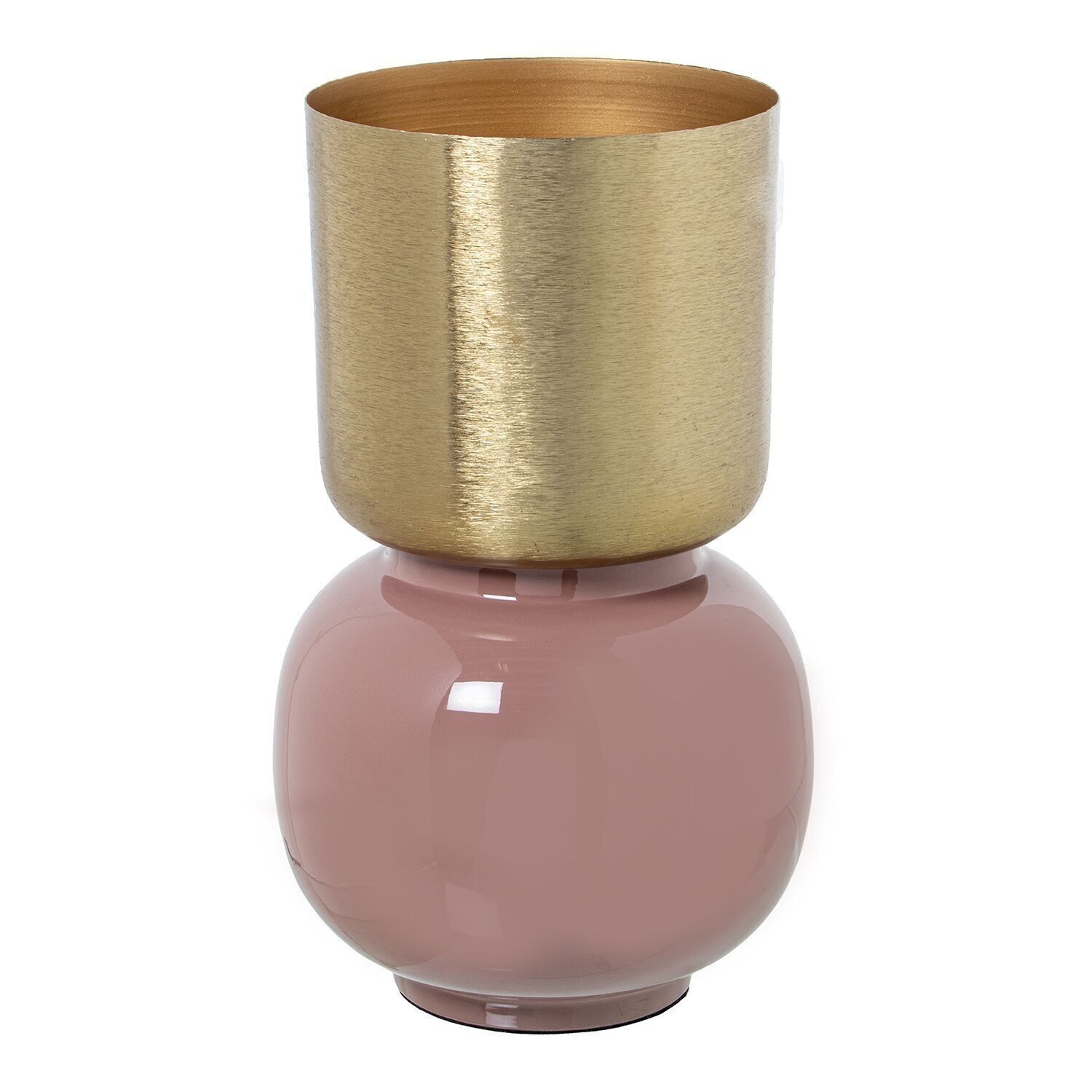 VASO IN METALLO SMALTO ROSA/ORO _°19X32CM LL67805