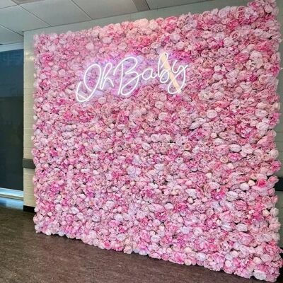 pared de flores - decoración de paredes - decoración de oficina - flores de boda