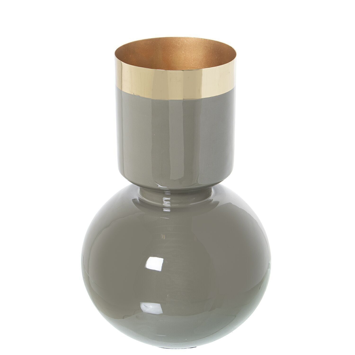 GRÜNE/GOLDENE EMAILLE-METALLVASE _°18X27CM LL67831