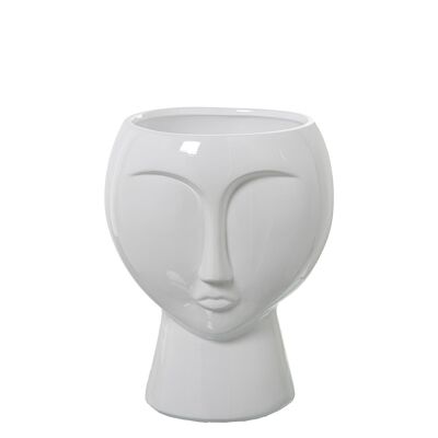 GLOSS WHITE CERAMIC FACE VASE _°27X37CM LL61068