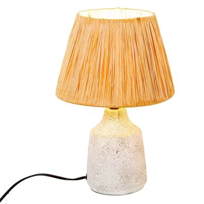 LAMPADA DA TAVOLO IN CERAMICA BIANCA ENV. CON SCHERMO IN CORDA _23X23X33CM 1XE27 MAX60W LL76166