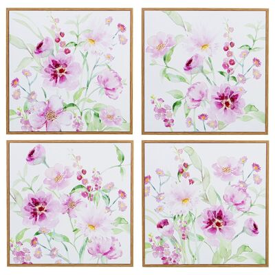 CANVAS PICTURE 30X30CM FLOWERS WITH NATURAL WOOD FRAME _30X30X2CM LL69187