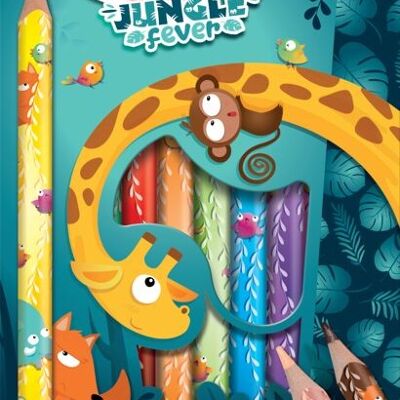 Crayons de couleur Jumbo Jungle Fever x12 - Maped - Crayons pour enfants, crayons pour bébé - Boite de 12 crayons