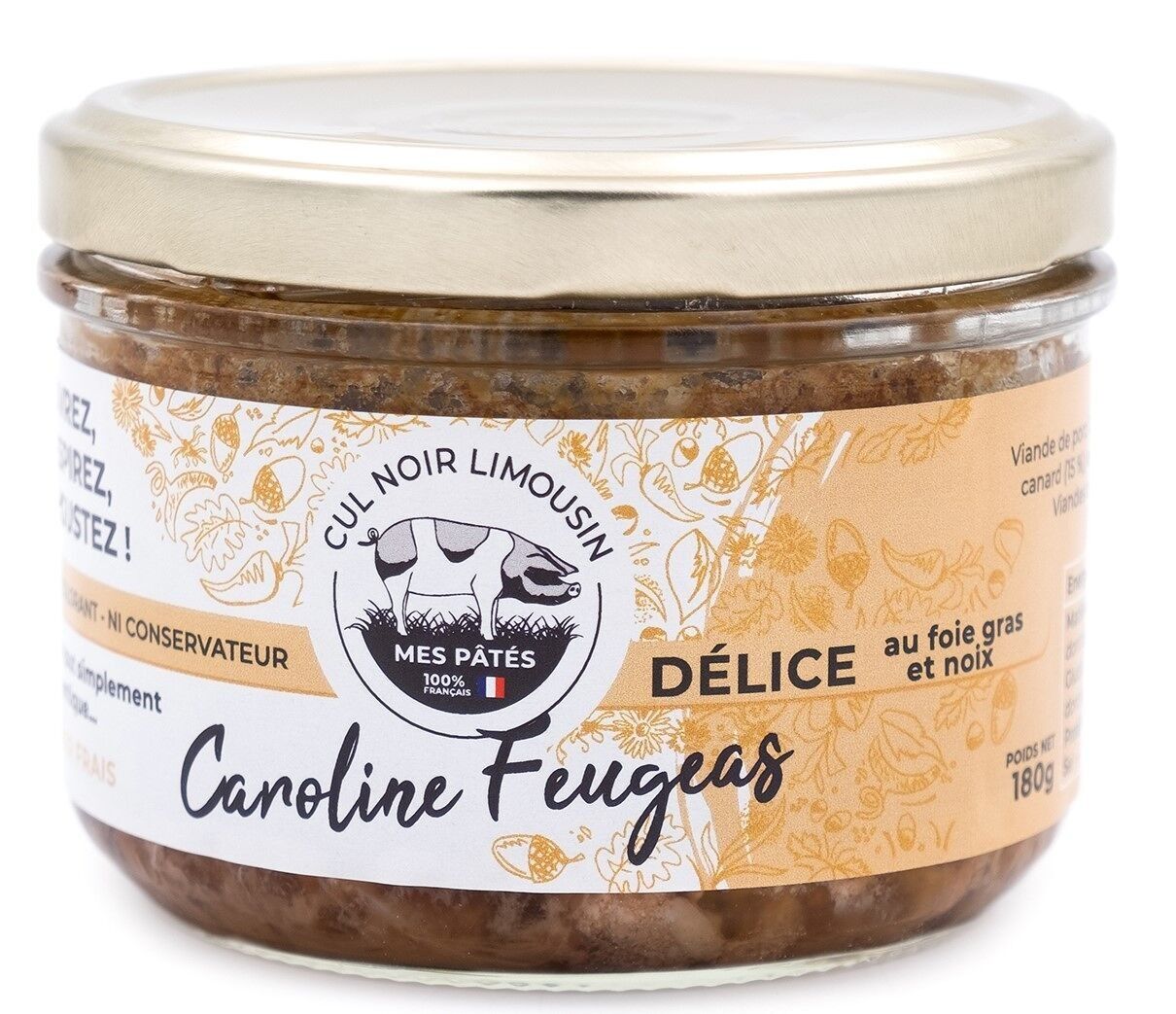 Delizie di maiale nero del Limosino con foie gras extra e noci 180 G