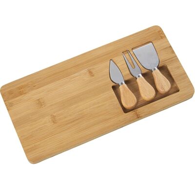 WOODEN CUTTING BOARD WITH CHEESE UTENSILS _38X19X1.7CM LL5130