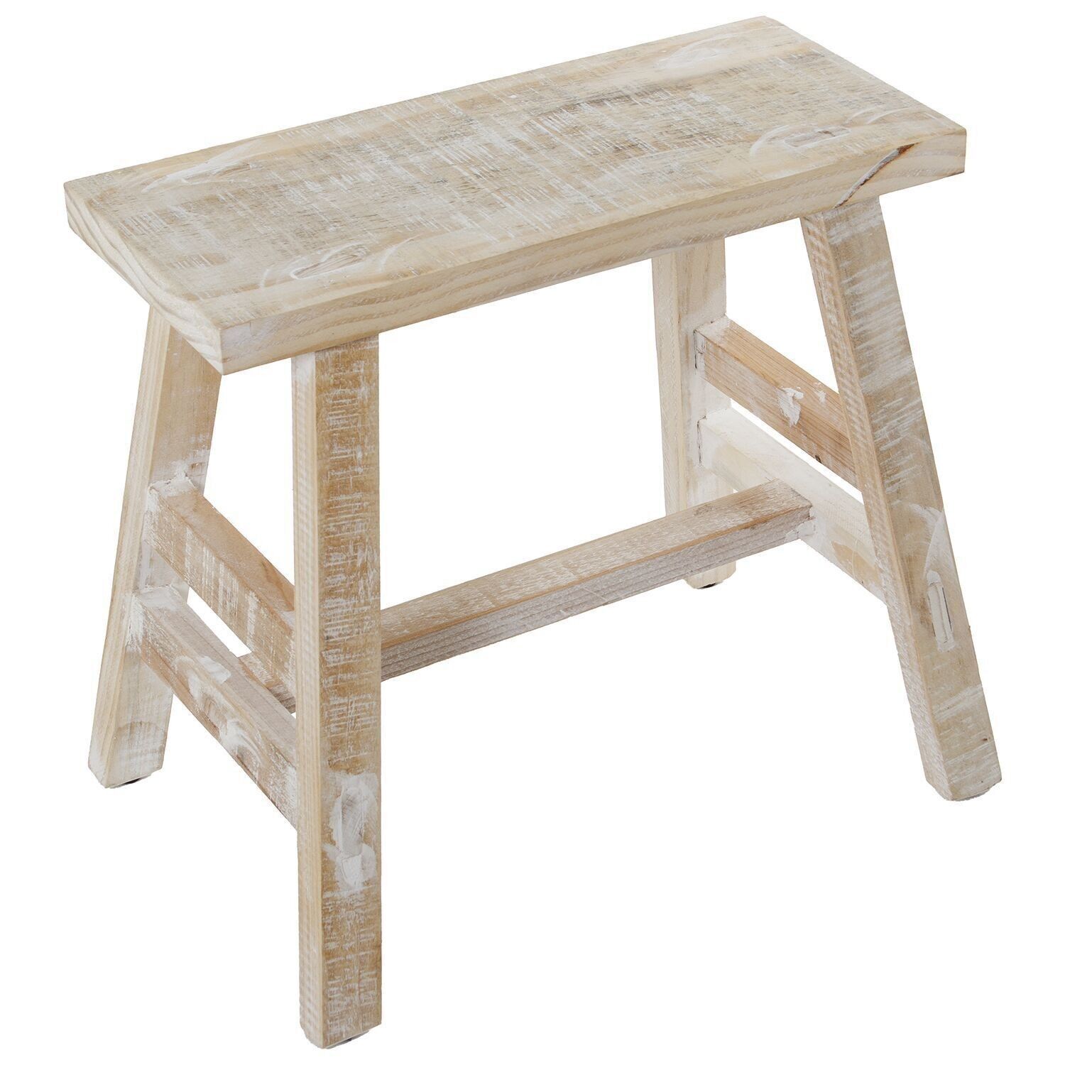 WEISSER HOLZHOCKER DECAPÉ_48X22X45CM, TANNE LL36440