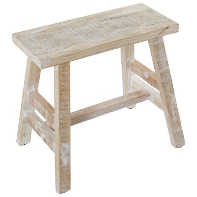 WHITE WOODEN STOOL DECAPÉ _48X22X45CM, FIR LL36440