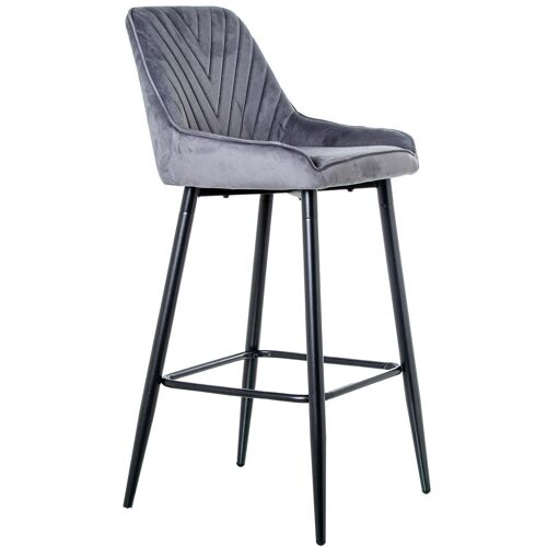 TABURETE PATAS METAL TERCIOPELO GRIS _45X56X102CM ALT.ASIENTO:72CM LL61179