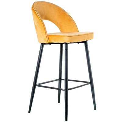 MUSTARD VELVET METAL LEG STOOL _44X50X105CM HIGH. SEAT:65CM LL61177