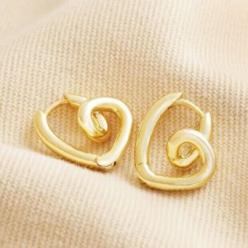 Petites boucles d'oreilles créoles en forme de cœur griffonné en or 1