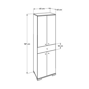 Armoire HELENA 2 Portes Blanc 60x38x187cm 6