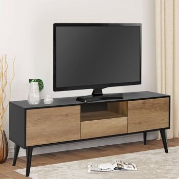 Meuble TV ATHENA Noir/Naturel 2