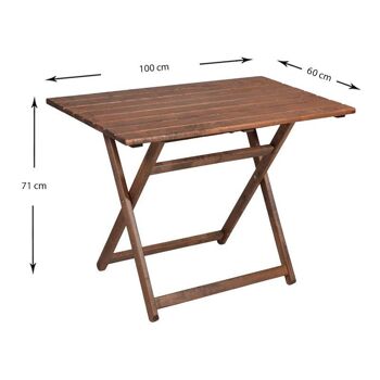 Table de jardin pliable MODENA Noyer 100x60x71cm 3