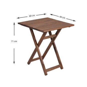 Table de jardin pliable CAMILLE Noyer 60x60x71cm 3