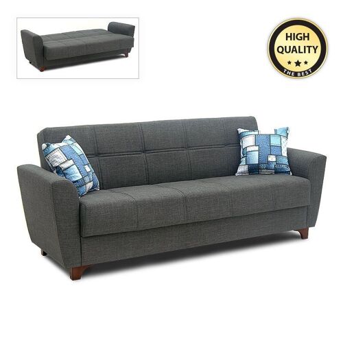 Sofa/Bed ENOLA 3 seats Dark Grey - Black 216x85x91cm