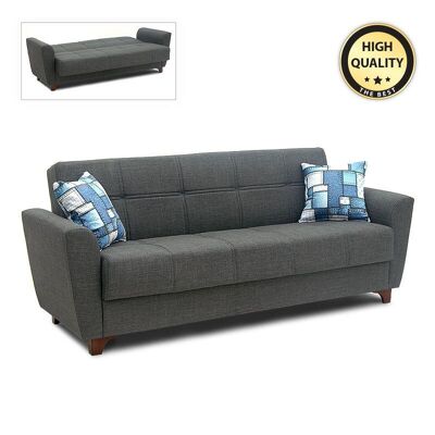 Sofa/Bed ENOLA 3 seats Dark Gray - Black 216x85x91cm