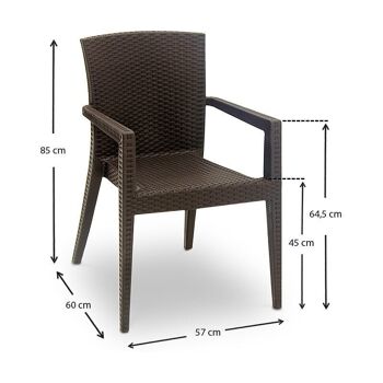 Fauteuil de jardin DONALD Marron 57x60x85cm 5