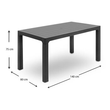 Table de jardin INGE Anthracite 140x80x74cm 4