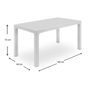 Table de jardin EVITA Blanc 140x80x75cm 4