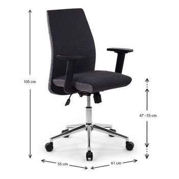 Chaise de Bureau SEMPER Noir - Gris 61x55x105-113cm 8